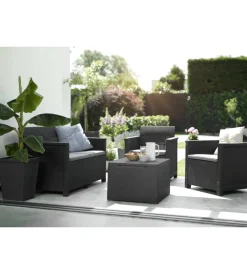 Hot Set da giardino "emma lounge" con divano 2 posti, colore grafite - Mobili Da Giardino E Accessori