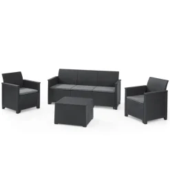 Keter Mobili Da Giardino E Accessori|Set da giardino "emma lounge" in polipropilene grafite 5 sedute e tavolino