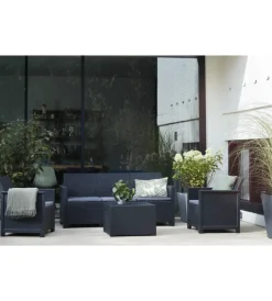 Keter Mobili Da Giardino E Accessori|Set da giardino "emma lounge" in polipropilene grafite 5 sedute e tavolino