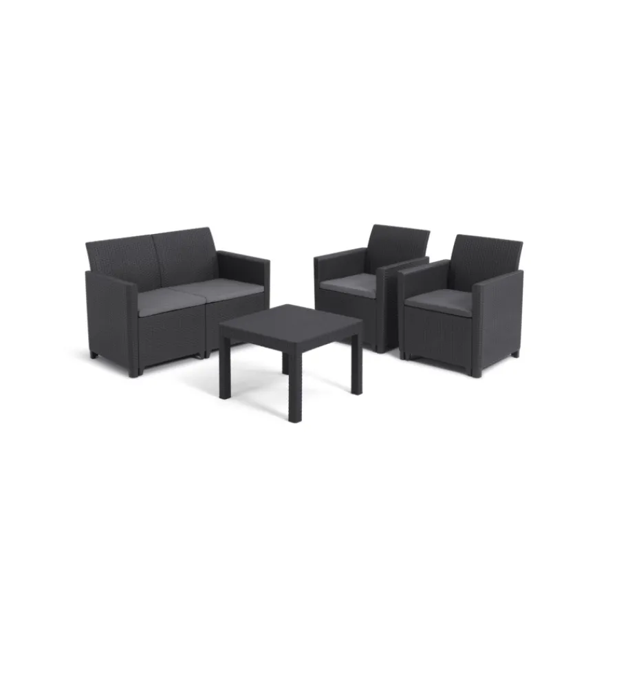 Keter Mobili Da Giardino E Accessori|Set da giardino "marie lounge" colore grafite, 4 posti