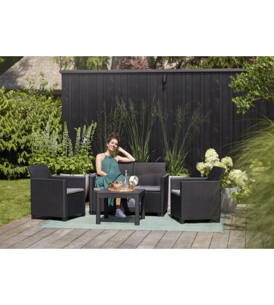 Keter Mobili Da Giardino E Accessori|Set da giardino "marie lounge" colore grafite, 4 posti