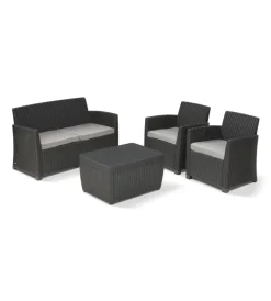 Sale Set da giardino "mia lounge set" in polipropilene colore grafite, 4 posti Mobili Da Giardino E Accessori