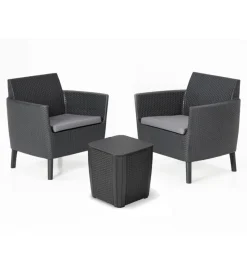 Hot Set da giardino "salemo balcony" con 2 poltrone e tavolo 39x39 cm, colore grafite - Mobili Da Giardino E Accessori