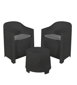 Hot Set da giardino "luna" in polipropilene antracite 2 sedute e tavolino Mobili Da Giardino E Accessori
