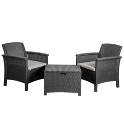 Mobili Da Giardino E Accessori|Set da giardino "malindi balcony" in polipropilene con cuscini antracite 2 sedute e tavolino
