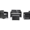 Mobili Da Giardino E Accessori- Set da giardino "new york" in polipropilene con cuscini antracite 4 sedute e tavolino
