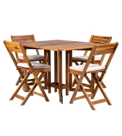 Discount Set da giardino pieghevole "vittoria" in legno di acacia 4 sedute e tavolo Mobili Da Giardino E Accessori