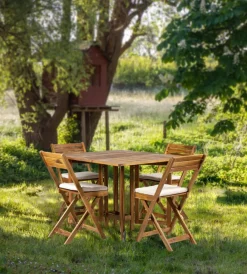 Discount Set da giardino pieghevole "vittoria" in legno di acacia 4 sedute e tavolo Mobili Da Giardino E Accessori