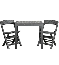 Mobili Da Giardino E Accessori|Set da giardino "poker" in polipropilene antracite 2 sedute e tavolo