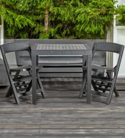 Mobili Da Giardino E Accessori|Set da giardino "poker" in polipropilene antracite 2 sedute e tavolo