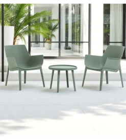 Mobili Da Giardino E Accessori|Set da giardino "queen" in polipropilene verde 2 poltrone e 1 tavolino