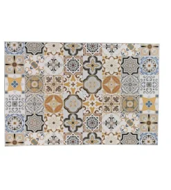 Mobili Da Giardino E Accessori- Set da giardino rettangolare essenza "sicily" in acciaio effetto maiolica 4 sedie 1 tavolo
