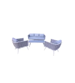 New Set da giardino riviera "bucaneve" in alluminio colore bianco e grigio, 4 sedute e un tavolino Mobili Da Giardino E Accessori