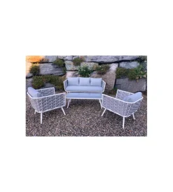 New Set da giardino riviera "bucaneve" in alluminio colore bianco e grigio, 4 sedute e un tavolino Mobili Da Giardino E Accessori