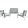 Clearance Set da giardino riviera "ninfea" in alluminio colore bianco grigio chiaro, 4 sedute e un tavolino Mobili Da Giardino E Accessori