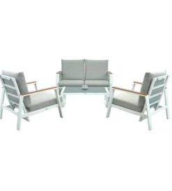 Clearance Set da giardino riviera "ninfea" in alluminio colore bianco grigio chiaro, 4 sedute e un tavolino Mobili Da Giardino E Accessori