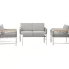 Hot Set da giardino riviera "papavero" bianco e grigio chiaro con 4 posti e tavolino Mobili Da Giardino E Accessori