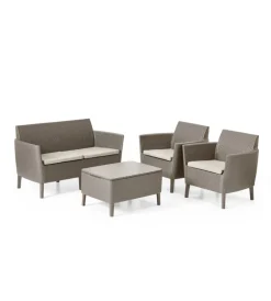 Mobili Da Giardino E Accessori-Keter Set da giardino "salemo lounge" con 2 poltrone, divano a 2 posti e tavolino, colore cappuccino -