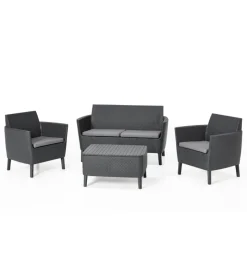 Mobili Da Giardino E Accessori-Keter Set da giardino "salemo lounge" con 2 poltrone, divano a 2 posti e tavolino, colore grafite -
