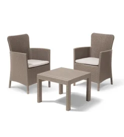 Mobili Da Giardino E Accessori-Keter Set da giardino "salvador balcony" con 2 poltrone e tavolo, colore cappuccino -