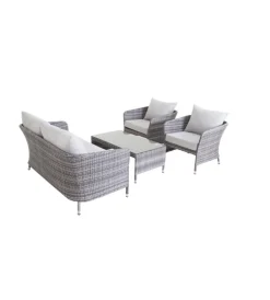 Mobili Da Giardino E Accessori|Set da giardino "sanremo" in vimini e metallo con 2 poltrone, divano 2 posti e tavolo