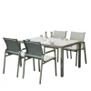 Mobili Da Giardino E Accessori- Set da giardino solaria "tarquinia" verde in ferro e vetroceramica 4 sedute e tavolo