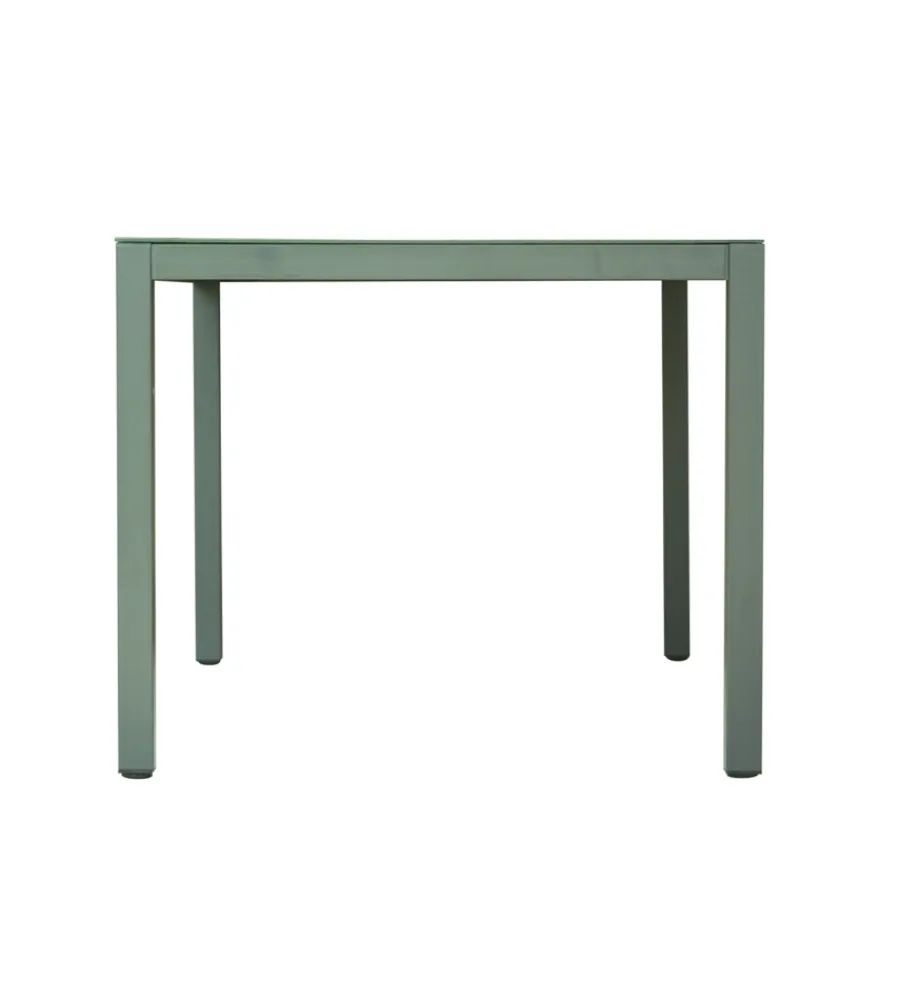 Mobili Da Giardino E Accessori- Set da giardino solaria "tarquinia" verde in ferro e vetroceramica 4 sedute e tavolo