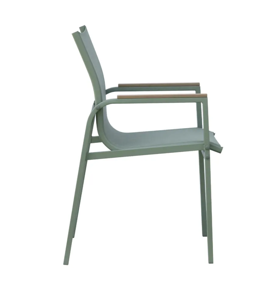 Mobili Da Giardino E Accessori- Set da giardino solaria "tarquinia" verde in ferro e vetroceramica 4 sedute e tavolo