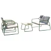 Mobili Da Giardino E Accessori- Set da giardino solaria "tinos" in ferro verde 4 sedute e 1 tavolino