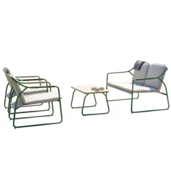 Mobili Da Giardino E Accessori- Set da giardino solaria "tinos" in ferro verde 4 sedute e 1 tavolino