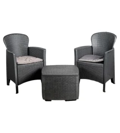Mobili Da Giardino E Accessori|Set da giardino "tree" in polipropilene antracite 2 sedute e tavolino