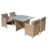 Mobili Da Giardino E Accessori- Set da giarino "arena" colore marrone con 4 poltrone e tavolo con top in vetro