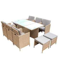 Sale Set da giarino "new atlas" colore marrone con 6 poltrone, 4 sgabelli e tavolo con top in vetro Mobili Da Giardino E Accessori