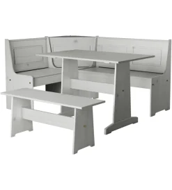 BellaHome Tavoli|Set giropanca ad angolo in pino massello con contenitore 163x122x87,5 cm