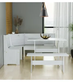 BellaHome Tavoli|Set giropanca ad angolo in pino massello con contenitore 163x122x87,5 cm