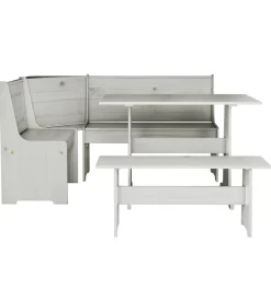 BellaHome Tavoli|Set giropanca ad angolo in pino massello con contenitore 163x122x87,5 cm
