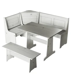 BellaHome Tavoli|Set giropanca ad angolo in pino massello con contenitore 163x122x87,5 cm