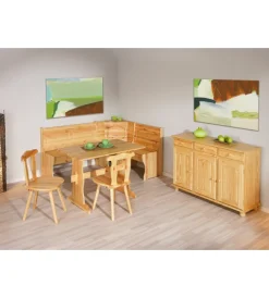 Tavoli|Set giropanca con contenitore in pino massello, 124/164x49x86 cm