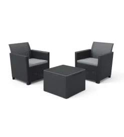 Mobili Da Giardino E Accessori-Keter Set "claire balcony" da esterno con due poltrone e un tavolo colore grafite -