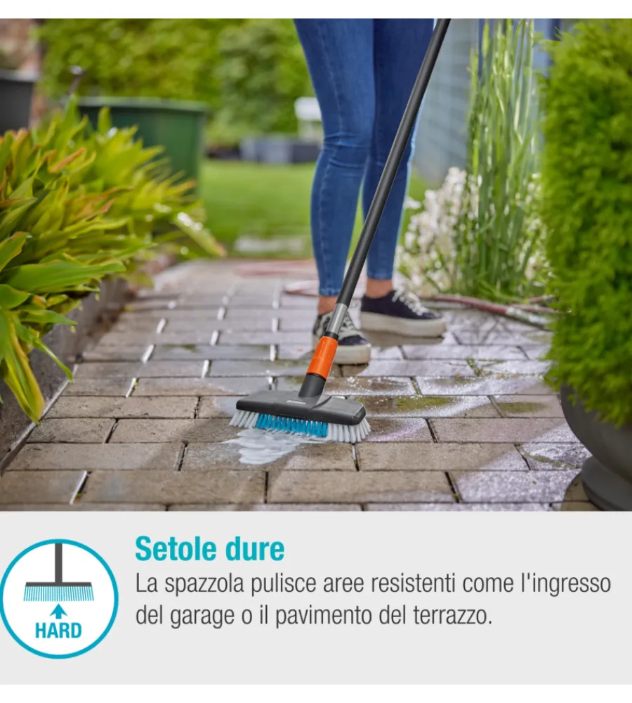 Attrezzatura Giardinaggio-Gardena Set manico per pulizia "cleansystem hard" per superfici resistenti