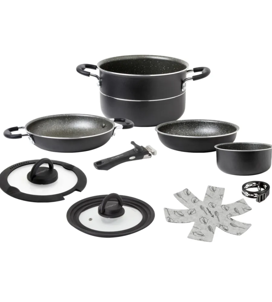 Clearance Set pentole da campeggio "pirate ng 7+1 ø 20" in alluminio antiaderente Campeggio