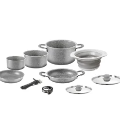 Clearance Set pentole da campeggio "gourmet rock ng 9+1 ø 24 cm" in alluminio antiaderente Campeggio