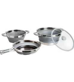 Brunner Campeggio|Set pentole da campeggio collassabili "volcano pasta al volo" in plastica e acciaio inox