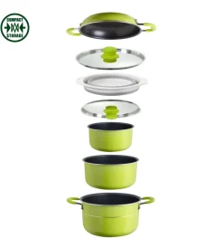 Hot Set pentole da campeggio "juniper ng 8+1 ø 24" in alluminio antiaderente Campeggio