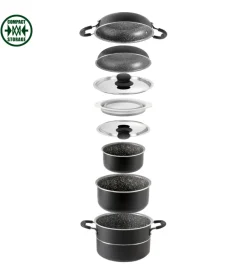 Brunner Campeggio|Set pentole da camperggio "pirate 9+1 ø 24" in alluminio antiaderente