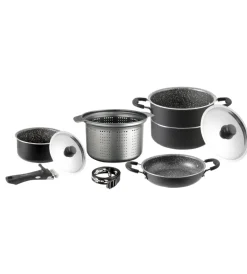 Discount Set pentole da camperggio "pirate 7+1 ø 22" in alluminio antiaderente Campeggio