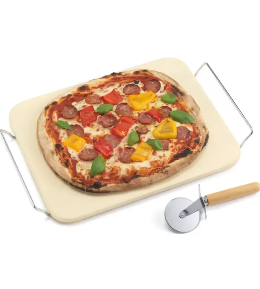 Ompagrill Barbecue|Set pietra e rotella tagliapizza 30x38 cm