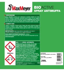 Pitture Murali- Set pittura antimuffa max meyer "bioactive a+ plus" bianco 14lt e spray antimuffa max meyer "bioactive" trasparente 0,25 lt