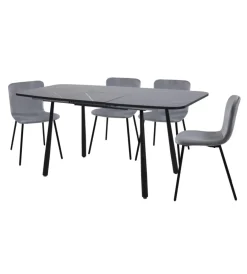 Discount Set pranzo "cabrera" tavolo estensibile nero effetto marmo e 4 sedie velluto grigio Tavoli