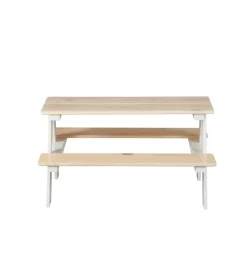 Mobili Prima Infanzia- Set tavolo con panche in pino massello, 90x82x50 cm